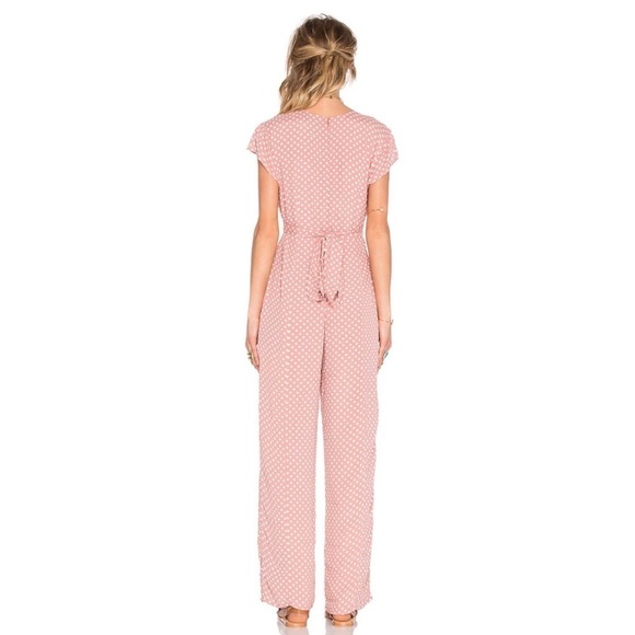 Revolve Privacy Please Jumpsuit Wilmot Polka Dot in Yvonne Pink & White Sz S - Picture 3 of 10